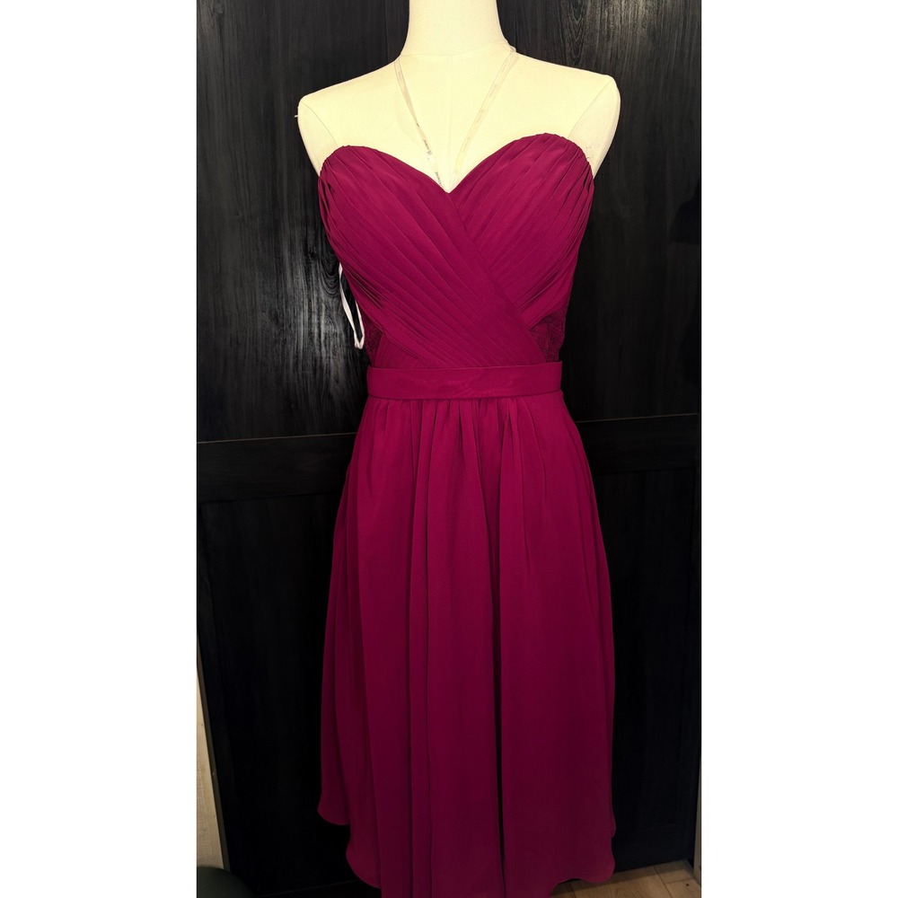 B2 Jasmine Magenta Strapless Lace Back Cocktail Dress Sweetheart Neckline Size 6